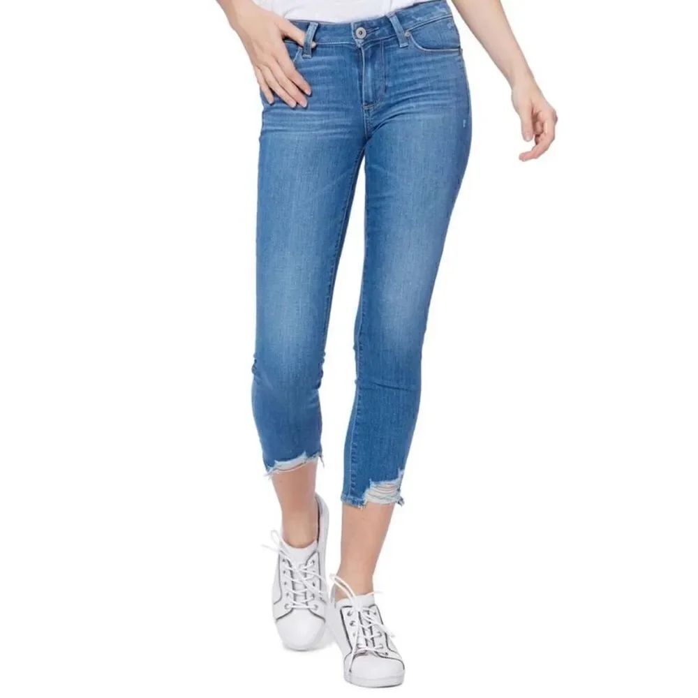 PAIGE Skyline Skinny Crop Jean North Star Distressed
